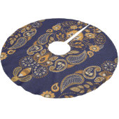 Gold und Blau, nahtlose Blumenmuster. Polyester Weihnachtsbaumdecke (Schrägansicht)