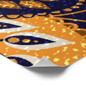 Gold und Blau, nahtlose Blumenmuster. Poster (Ecke)