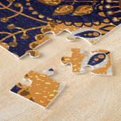 Gold und Blau, nahtlose Blumenmuster. Puzzle (Seite)
