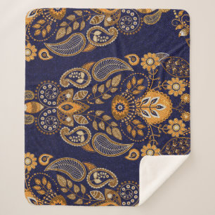 Gold und Blau, nahtlose Blumenmuster. Sherpadecke