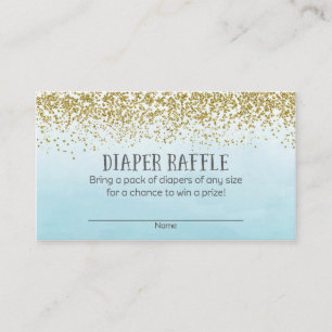 Gold und blaue Babyparty-Windelraffle-Karten Begleitkarte