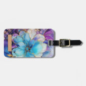 Gold- und blaue Blumen-Gepäckanhänger Gepäckanhänger (Vorderseite horizontal)