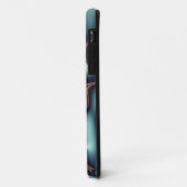 Gold und blaue Fraktal-Blumen Case-Mate iPhone Hülle (Hinten/Links)