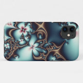 Gold und blaue Fraktal-Blumen Case-Mate iPhone Hülle (Rückseite (Horizontal))