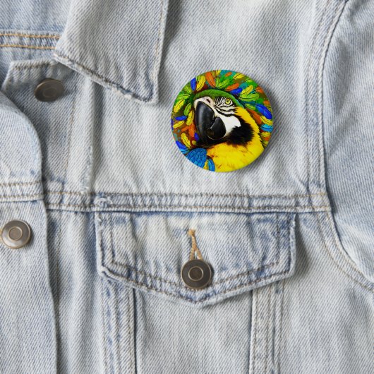 Gold und blaue Macaw-Papageien-Fantasieknöpfe Button (Beispiel)