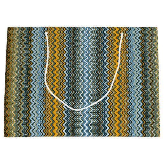 Gold und Blaue Streifen Große Geschenktüte (Vorderseite)