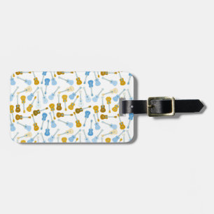 Gold und blaue Ukuleles Gepäckanhänger