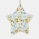 Gold und blaue Ukuleles Keramik Ornament (Rechts)