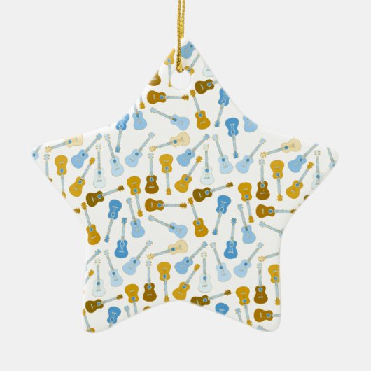 Gold und blaue Ukuleles Keramik Ornament (Vorne)