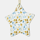 Gold und blaue Ukuleles Keramik Ornament (Links)