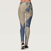 Gold und blaue Weltkarte Leggings (Rückseite)