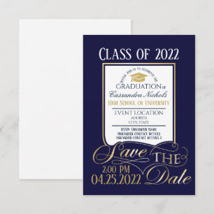 Gold und Blauer Abschluss Einladung Postkarte