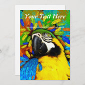 Gold und Blauer Blauer Papagei Fantasie-Einladung_ Einladung (Vorne/Hinten)