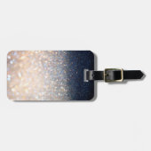 Gold und Blauer Glitzer Gepäckanhänger (Vorderseite horizontal)