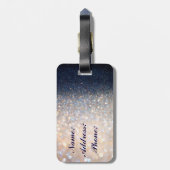 Gold und Blauer Glitzer Gepäckanhänger (Rückseite vertikal)