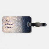 Gold und Blauer Glitzer Gepäckanhänger (Rückseite horizontal)