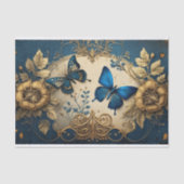 Gold und Blauer Goldschmetterling Decoupage Seidenpapier (Vorderseite)