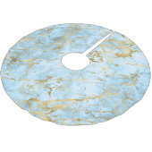 Gold und Blauer Marmor Polyester Weihnachtsbaumdecke (Schrägansicht)