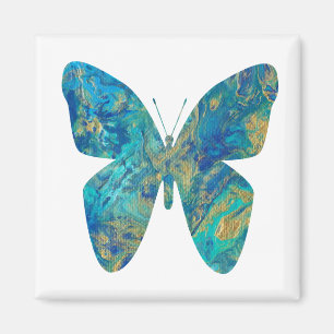 Gold und Blauer Schmetterling Magnet