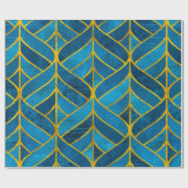 Gold und blaues Muster auf Grunge Hintergrund, nah Geschenkpapier (Flach)