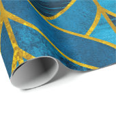 Gold und blaues Muster auf Grunge Hintergrund, nah Geschenkpapier (Rolleneckpunkt)