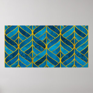 Gold und blaues Muster auf Grunge Hintergrund, nah Poster