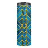 Gold und blaues Muster auf Grunge Hintergrund, nah Thermosbecher (Rückseite)