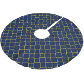 Gold und blaues Quatrefoil Polyester Weihnachtsbaumdecke (Schrägansicht)