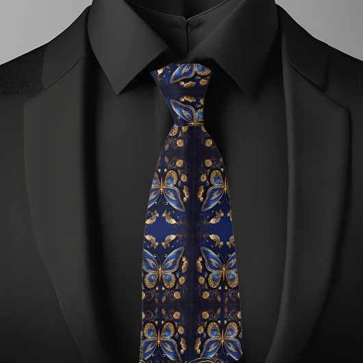 Gold- und Blauschmetterlingsmuster Krawatte