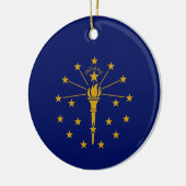 Gold- und Blausteine und Torch auf der Flagge Indi Keramik Ornament (Links)