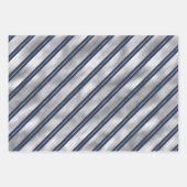 Gold- und Blaustreifen Geschenkpapier Set (Vorderseite)