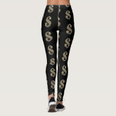 Gold- und Bling-Dollar-Zeichen auf Schwarz Leggings (Rückseite)