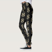 Gold- und Bling-Dollar-Zeichen auf Schwarz Leggings (Links)