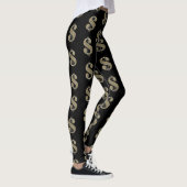 Gold- und Bling-Dollar-Zeichen auf Schwarz Leggings (Rechts)