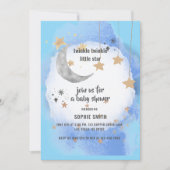 Gold und Blue Abstrakt Celestial Moon Stars Einladung (Vorderseite)