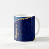 Gold und Blue Agate Modernes, elegantes Marmordesi Kaffeetasse (VorderseiteRechts)