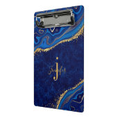 Gold und Blue Agate Modernes, elegantes Marmordesi Mini Klemmbrett (Gewinkelt2)