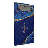 Gold und Blue Agate Modernes, elegantes Marmordesi Mini Klemmbrett (Schrägansicht)