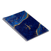 Gold und Blue Agate Modernes, elegantes Marmordesi Notizblock (Rechte Seite)