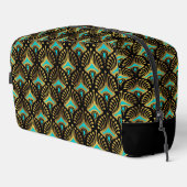 Gold und Blue Art Deco Muster Monogram Duffle Ba Waschbeutel (Rechte Ecke)