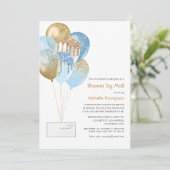 Gold und Blue Baby oder Brautparty per Mail Einladung (Stehend Vorderseite)