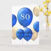 Gold und Blue Balloons 80th Birthday Card Karte (Gelbe Blume)