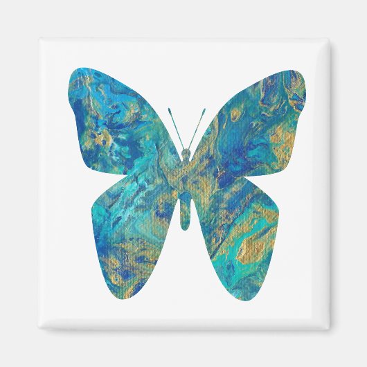 Gold und Blue Butterfly Magnet (Vorne)