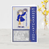 Gold und Blue Cheerleader Glückwunsch Karte (Gelbe Blume)