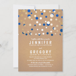 Gold und Blue Confetti Elegante Hochzeit Einladung