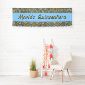 Gold und Blue Damask Celebration Banner (Insitu)