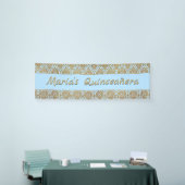 Gold und Blue Damask Celebration Banner (Messeveranstaltung)