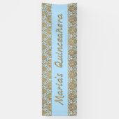 Gold und Blue Damask Celebration Banner (Vertikal)