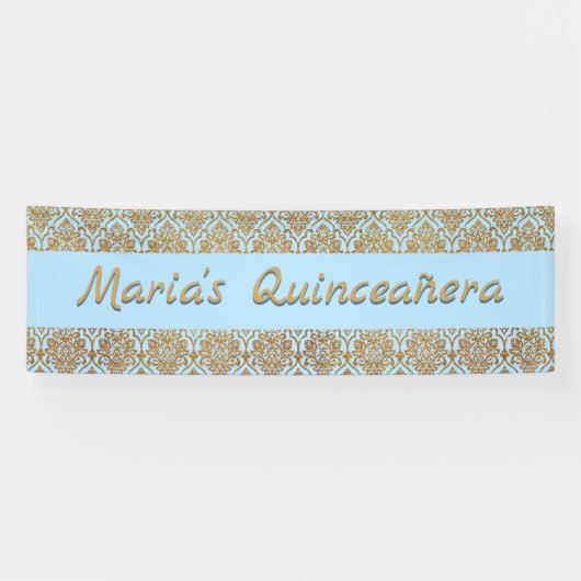 Gold und Blue Damask Celebration Banner (Horizontal)