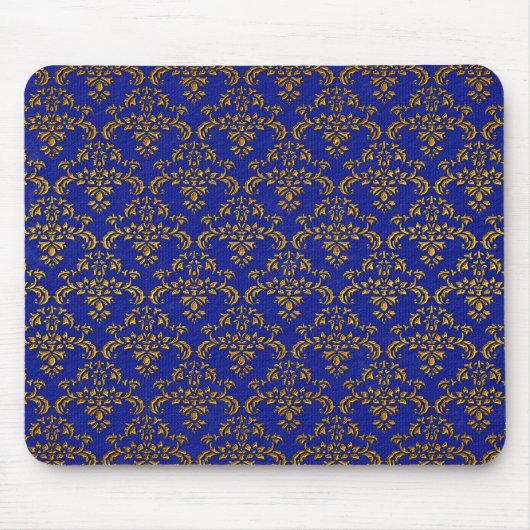 Gold und Blue Damask Mousepad (Vorne)